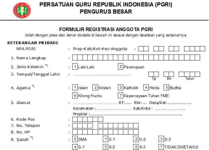 Pendaftaran PGRI Aceh Timur - Persatuan Guru Republik Indonesia Cabang Aceh Timur